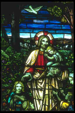 Stained Glass -- Jesus with children